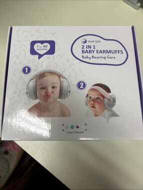 2-in-1 Baby Earmuffs — Pink Infant Hearing Protection Headset.NEW .box unopened